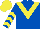 Silk - Royal blue, yellow chevron, chevrons on sleeves, yellow cap