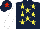 Silk - Dark blue, yellow stars, white sleeves, dark blue cap, red star