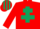 Silk - RED, dark green cross of lorraine, striped cap