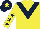 Silk - Yellow, dark blue chevron, dark blue stars on sleeves, dark blue cap, yellow star