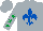 Silk - Silver,royal blue fleur de lys,emerald green stars on sleeves