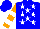 Silk - Blue, white stars, orange and white bars on sleeves