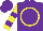 Silk - Purple, yellow circle, purple hoops on yellow sleeves