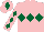 Silk - Pink, dark green triple diamond, diamonds on sleeves, pink cap, dark green diamond