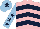 Silk - Pink, dark blue chevrons, light blue sleeves, dark blue stars, light blue cap, dark blue star