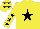 Silk - yellow, black star, black stars on sleeves and cap