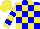 Silk - Blue, yellow blocks, blue bars on sleeves, yellow cap