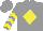 Silk - Grey, yellow diamond, yellow chevrons on sleeves, grey cap