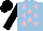 Silk - Light blue, pink stars, black arms, black cap