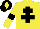 Silk - Yellow body, black cross of lorraine, yellow arms, black armlets, black cap, yellow diamond