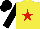 Silk - yellow, red star, black sleeves, black cap