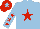 Silk - Light blue, red star, red stars on sleeves, red cap, light blue star