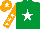 Silk - Emerald green, white star, orange sleeves, white stars, orange cap, white star