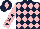 Silk - Dark blue & pink diamonds, pink sleeves, dark blue stars, dark blue cap, pink diamond