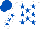 Silk - White, royal blue stars, royal blue stars on white sleeves, royal blue cap