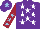 Silk - Purple, white stars, maroon sleeves, light blue stars, purple cap, light blue star