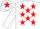 Silk - WHITE, red stars, white cap, red star