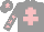 Silk - Grey, pink cross of lorraine, pink stars on sleeves, pink star on cap