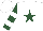 Silk - White, hunter green star, white bars on hunter green sleeves, white cap
