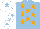 Silk - Light blue body, orange stars, white sleeves, light blue stars, white cap, light blue star