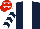 Silk - Dark blue, white stripe, white and dark blue chevrons on sleeves, red cap, white stars