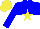 Silk - Blue and white halved horizontally, yellow star, yellow cap