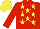 Silk - red , yellow stars, yellow cap