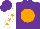Silk - Purple, orange ball, white sleeves, orange stars, purple cap