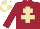 Silk - Maroon, beige cross of lorraine, beige and white quartered cap