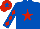 Silk - Royal blue, red star, diamonds on sleeves, red cap, royal blue star