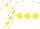 Silk - White body, yellow triple diamond, white arms, yellow diamonds, white cap, yellow star