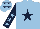 Silk - Light blue, dark blue star, dark blue sleeves, light blue stars, light blue cap, dark blue stars