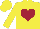 Silk - Yellow, maroon heart, yellow cap