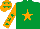 Silk - Emerald green, orange star, orange sleeves, emerald green stars, orange cap, emerald green stars