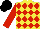 Silk - Yellow, red diamonds, red sleeves, black cap