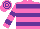Silk - Rose body, purple hooped, rose arms, purple hooped, rose cap, purple hooped