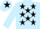 Silk - LIGHT BLUE, black stars, light blue cap, black star