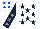 Silk - White, dark blue stars, dark blue sleeves, grey stars, white cap, royal blue spots