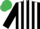 Silk - BLACK & WHITE STRIPES, emerald green cap