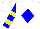 Silk - White, blue diamond, yellow bars on blue sleeves