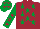 Silk - Maroon, emerald green stars, emerald green sleeves, maroon stars, emerald green cap, maroon stars