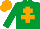 Silk - Emerald Green, Orange cross of lorraine, orange cap