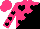 Silk - Hot pink, black hearts in diagonal line on front and back, black hearts on slvs