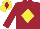 Silk - Maroon, yellow diamond, yellow cap, maroon diamond