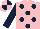 Silk - Pink, dark blue spots, dark blue sleeves, quartered cap