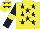 Silk - Yellow, dark blue stars, dark blue sleeves, yellow armlets, yellow cap, black stars