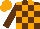 Silk - brown and orange checks, brown sleeves, orange cap