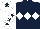 Silk - Dark blue, white triple diamond, white sleeves, dark blue stars, white cap, dark blue star