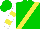 Silk - Green, yellow sash, yellow bars on white slvs,