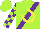 Silk - Lime green, purple sash, yellow horseshoe, purple blocks on lime green slvs